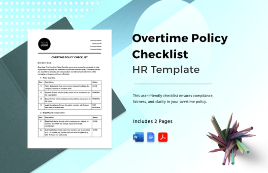 Overtime Policy Checklist HR Template
