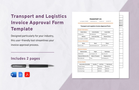 Transport and Logistics Invoice Approval Form Template