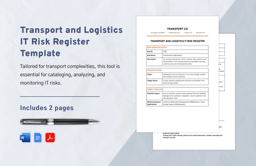 Transport and Logistics IT Risk Register Template