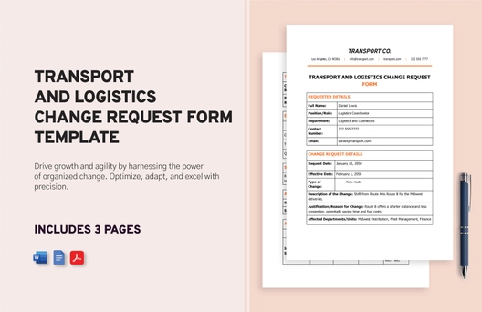 Transport and Logistics Change Request Form Template