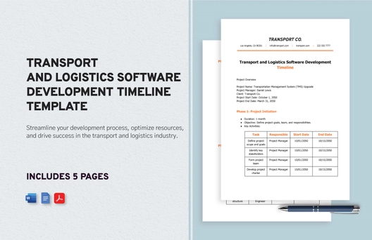 Transport and Logistics Software Development Timeline Template