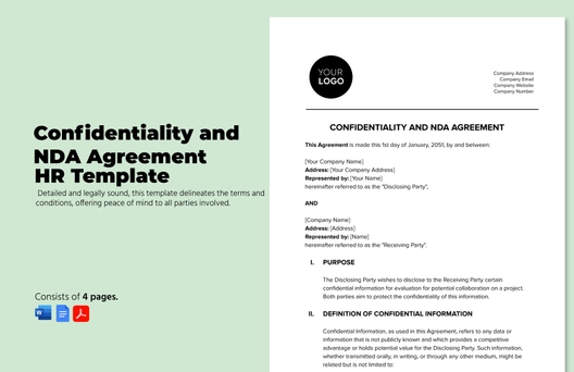 Confidentiality and NDA Agreement HR Template