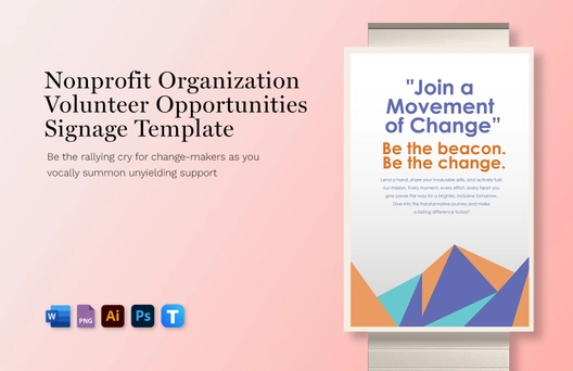Nonprofit Organization Volunteer Opportunities Signage Template