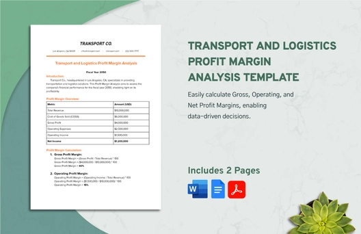 Transport and Logistics Profit Margin Analysis Template