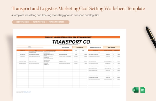 Transport and Logistics Marketing Goal Setting Worksheet Template