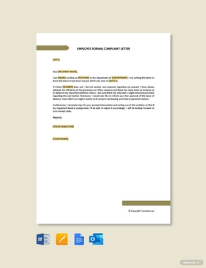 Employee Formal Complaint Letter