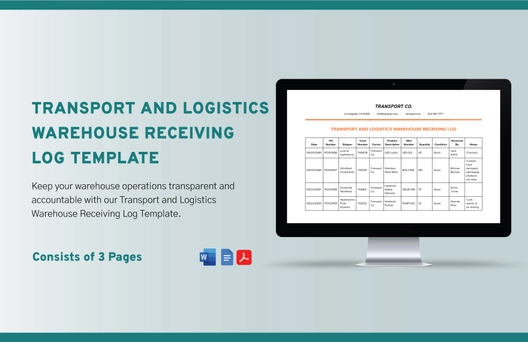 Transport and Logistics Warehouse Receiving Log Template