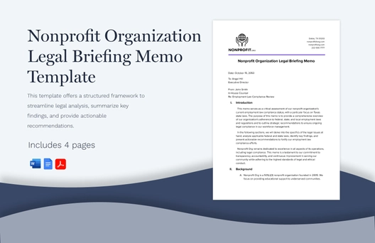 Nonprofit Organization Legal Briefing Memo Template