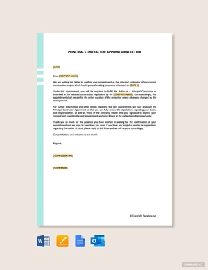 Principal Contractor Appointment Letter
