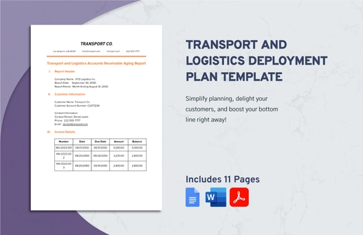 Transport and Logistics Deployment Plan Template