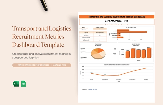 Transport and Logistics Recruitment Metrics Dashboard Template