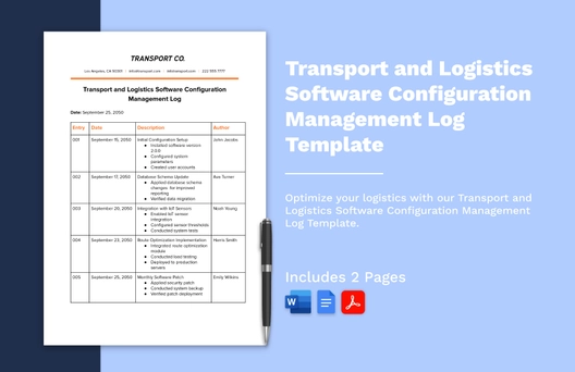 Transport and Logistics Software Configuration Management Log Template