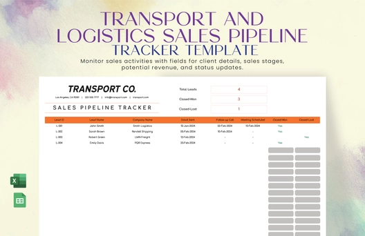 Transport and Logistics Sales Pipeline Tracker Template