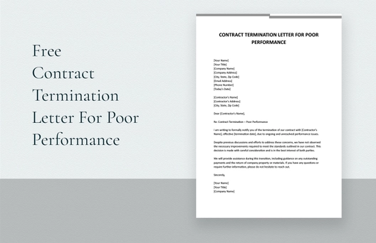 Contract Termination Letter For Poor Performance