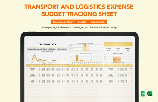 Transport and Logistics Expense Budget Tracking Sheet Template