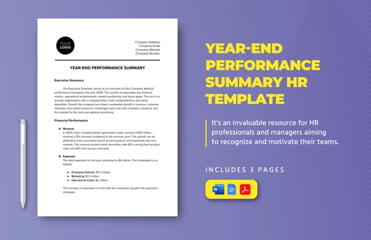 Year-end Performance Summary HR Template