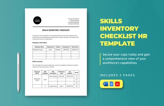 Skills Inventory Checklist HR Template