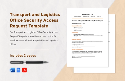 Transport and Logistics Office Security Access Request Template