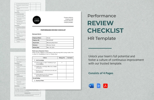Performance Review Checklist HR Template Performance Review Checklist HR Template