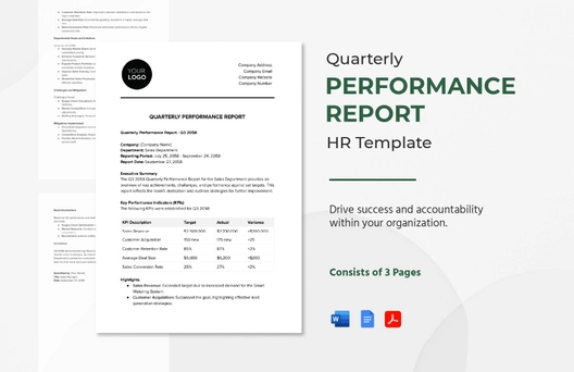 Quarterly Performance Report HR Template Quarterly Performance Report HR Template