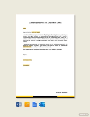 Marketing Executive Job Application Letter