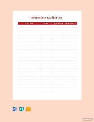 Blank Independent Reading Log Template