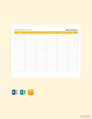 Home Reading Log Template