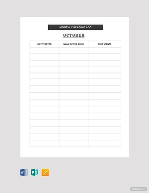 Monthly Reading Log Template