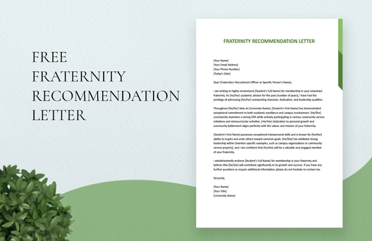 Fraternity Recommendation Letter