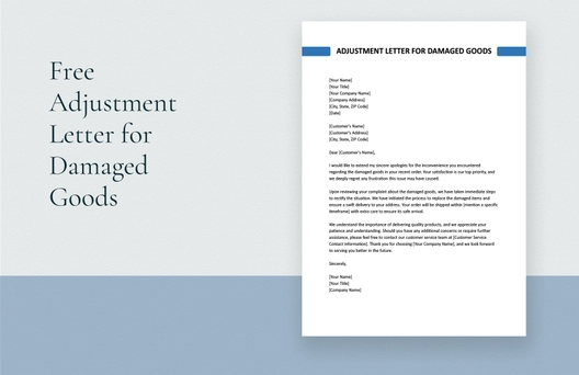 Adjustment Letter For Damaged Goods Adjustment Letter For Damaged Goods