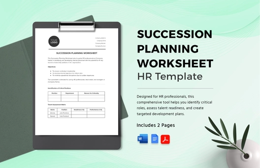Succession Planning Worksheet HR Template