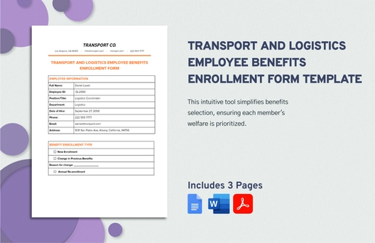 Transport and Logistics Employee Benefits Enrollment Form Template