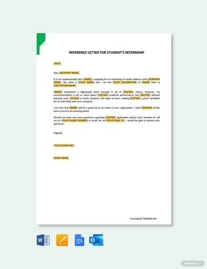 Reference Letter for Internship Student