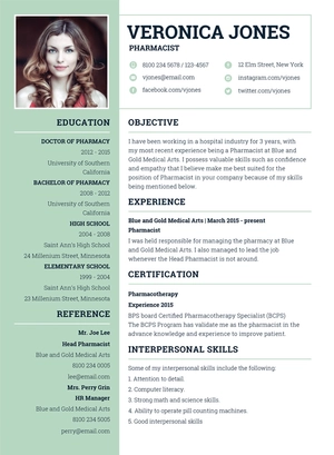 Basic Pharmacist Resume