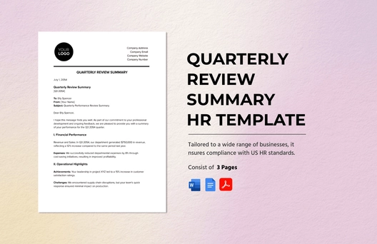 Quarterly Review Summary HR Template
