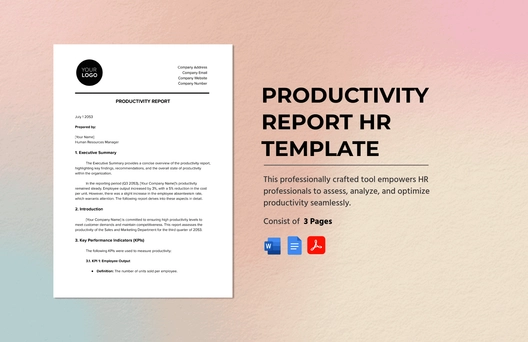Productivity Report HR Template Productivity Report HR Template