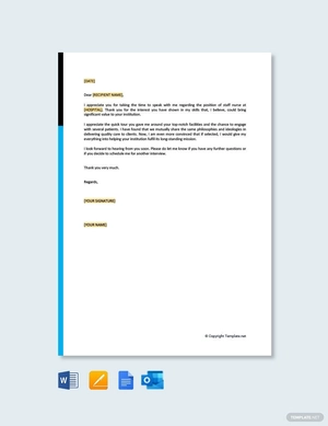Thank You Letter After Nursing Job Interview