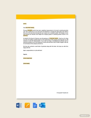 Thank You Letter to Employees For Excellent Performance