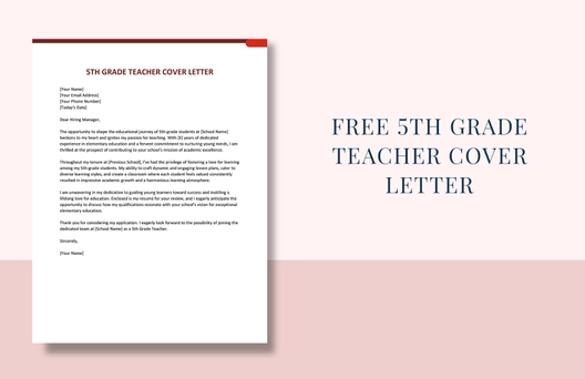 5th Grade Teacher Cover Letter