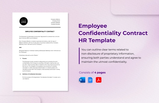 Employee Confidentiality Contract HR Template
