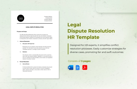 Legal Dispute Resolution HR Template Legal Dispute Resolution HR Template