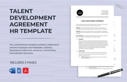 Talent Development Agreement HR Template