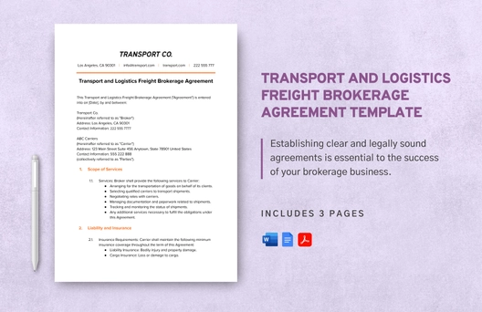 Transport and Logistics Freight Brokerage Agreement Template