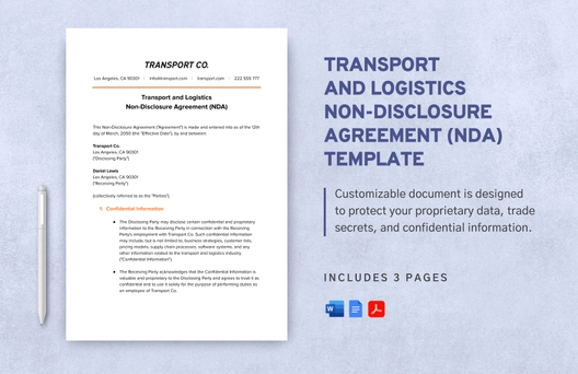 Transport and Logistics Non-Disclosure Agreement (NDA) Template