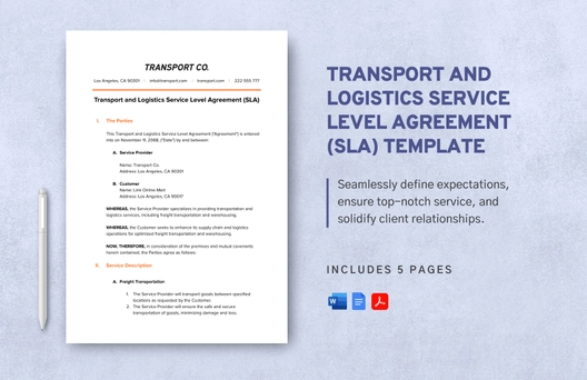 Transport and Logistics Service Level Agreement (SLA) Template