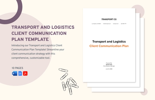 Transport and Logistics Client Communication Plan Template
