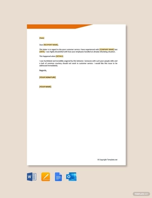 Complaint Letter For Poor Customer Service
