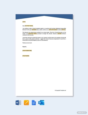 Formal Complaint Letter Against a Person