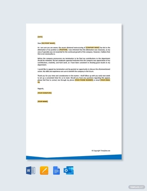 Appeal Letter for Termination of Employment Template