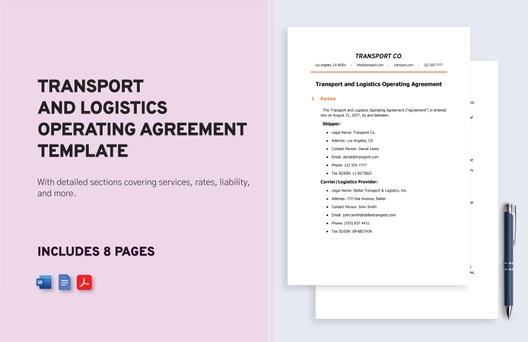 Transport and Logistics Operating Agreement Template
